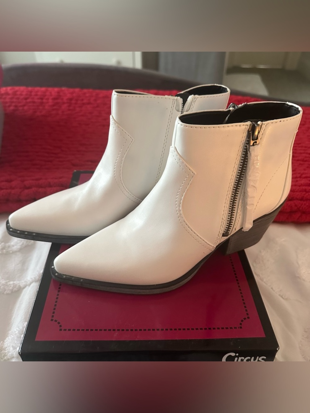 Circus by Sam Edelman Double Zipper White Boots